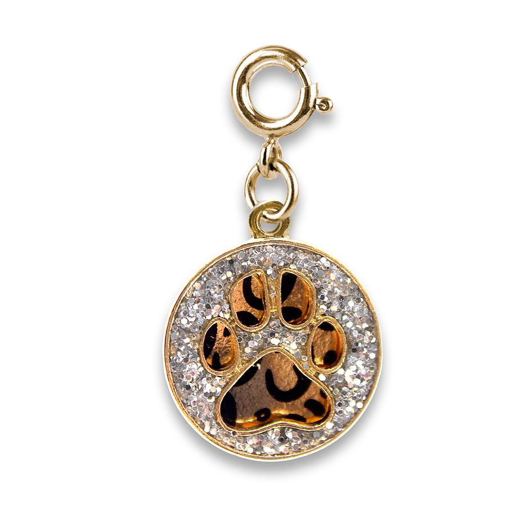 Charm It! Kolye & Bileklik Charm // Gold Swivel Leopard Pawprint