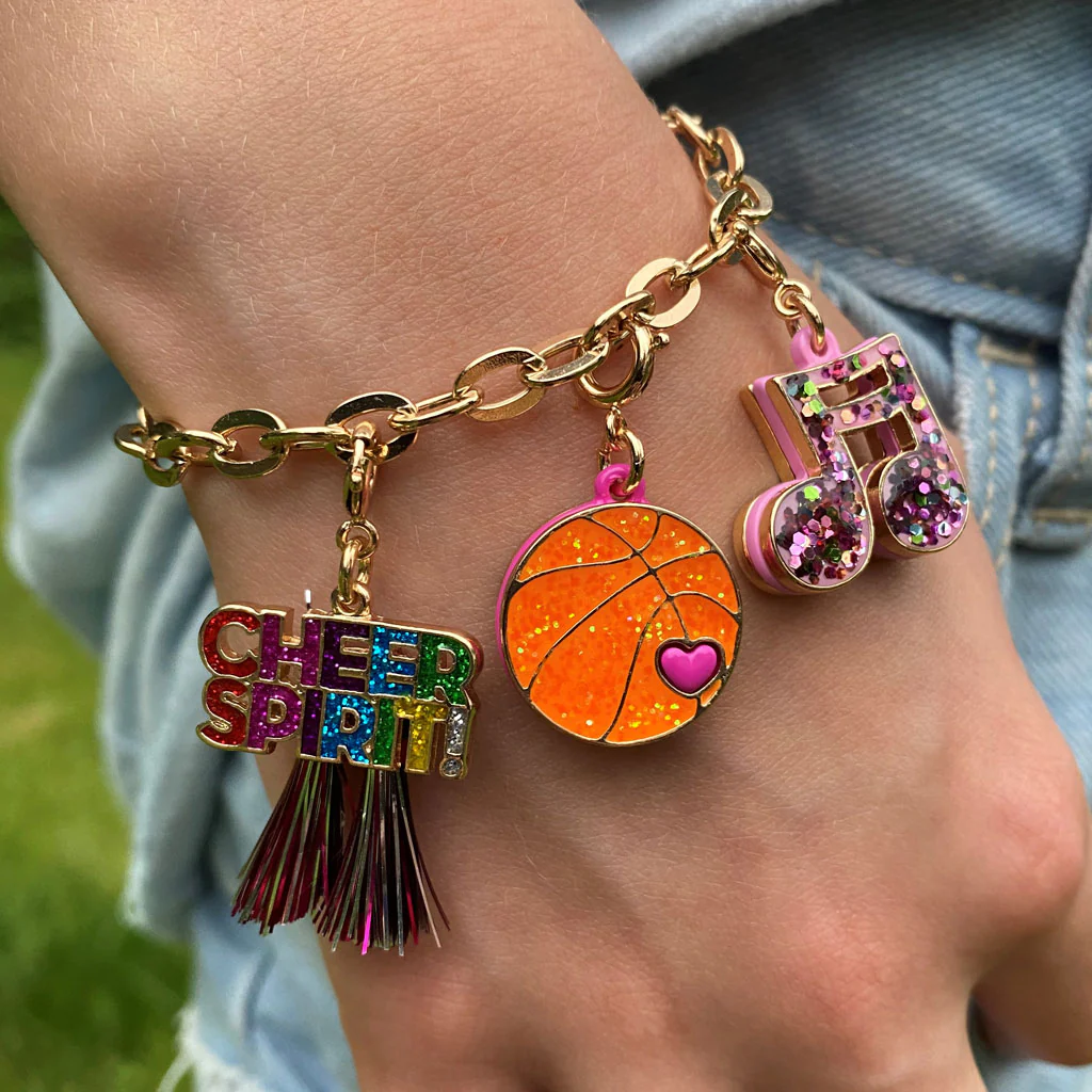 Charm It! Kolye & Bileklik Charm // Gold Glitter Basketball