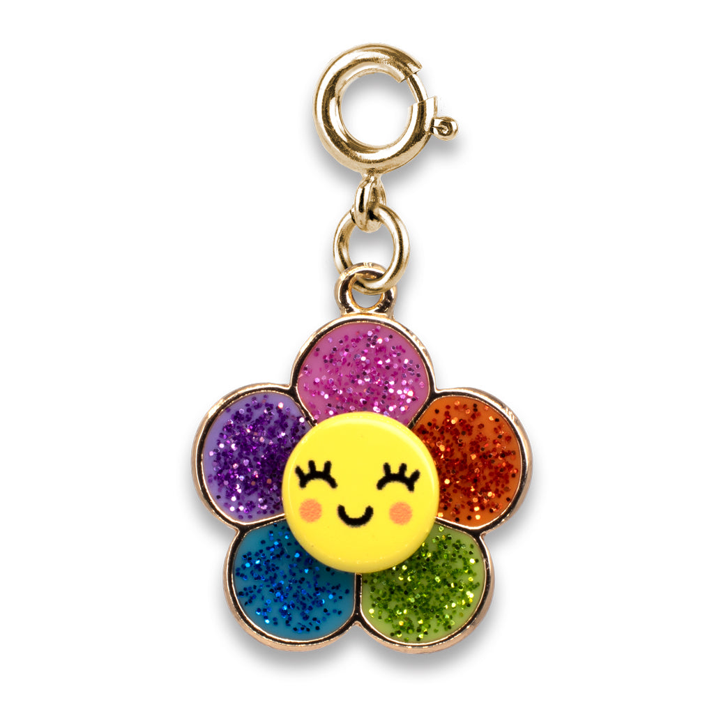 Charm It! Kolye & Bileklik Charm // Gold Glitter Happy Flower
