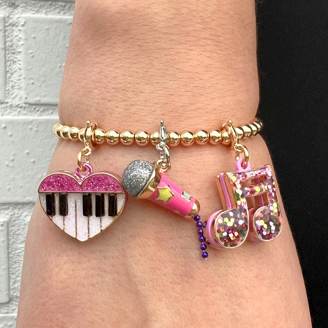 Charm It! Kolye & Bileklik Charm // Gold Glitter Piano Heart