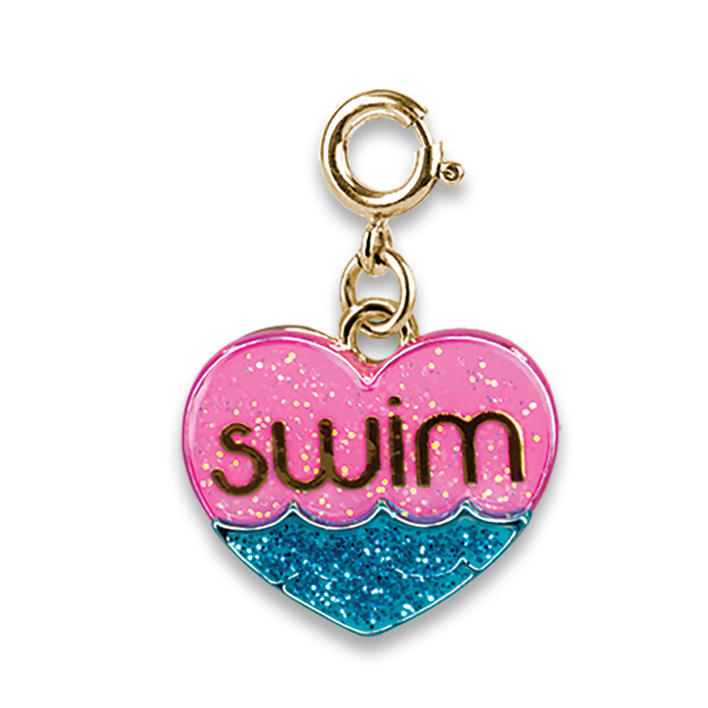 Charm It! Kolye & Bileklik Charm // Gold Glitter Swim Heart