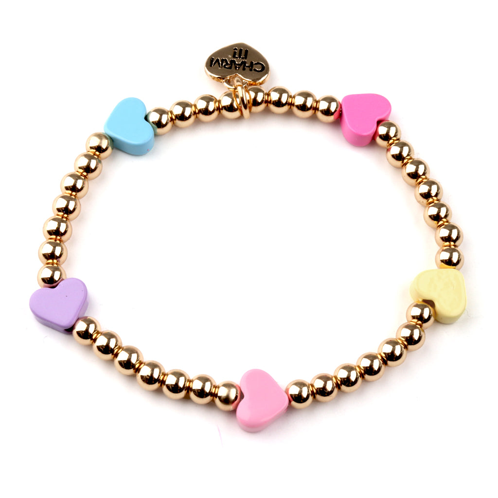 Charm It! Boncuk Bileklik // Gold Multi Heart