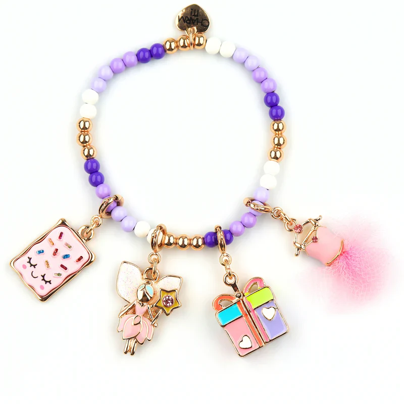 Charm It! Boncuk Bileklik // Gold Purple Stretch Bead Bracelet