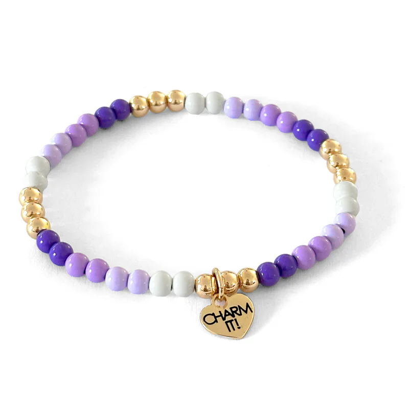 Charm It! Boncuk Bileklik // Gold Purple Stretch Bead Bracelet
