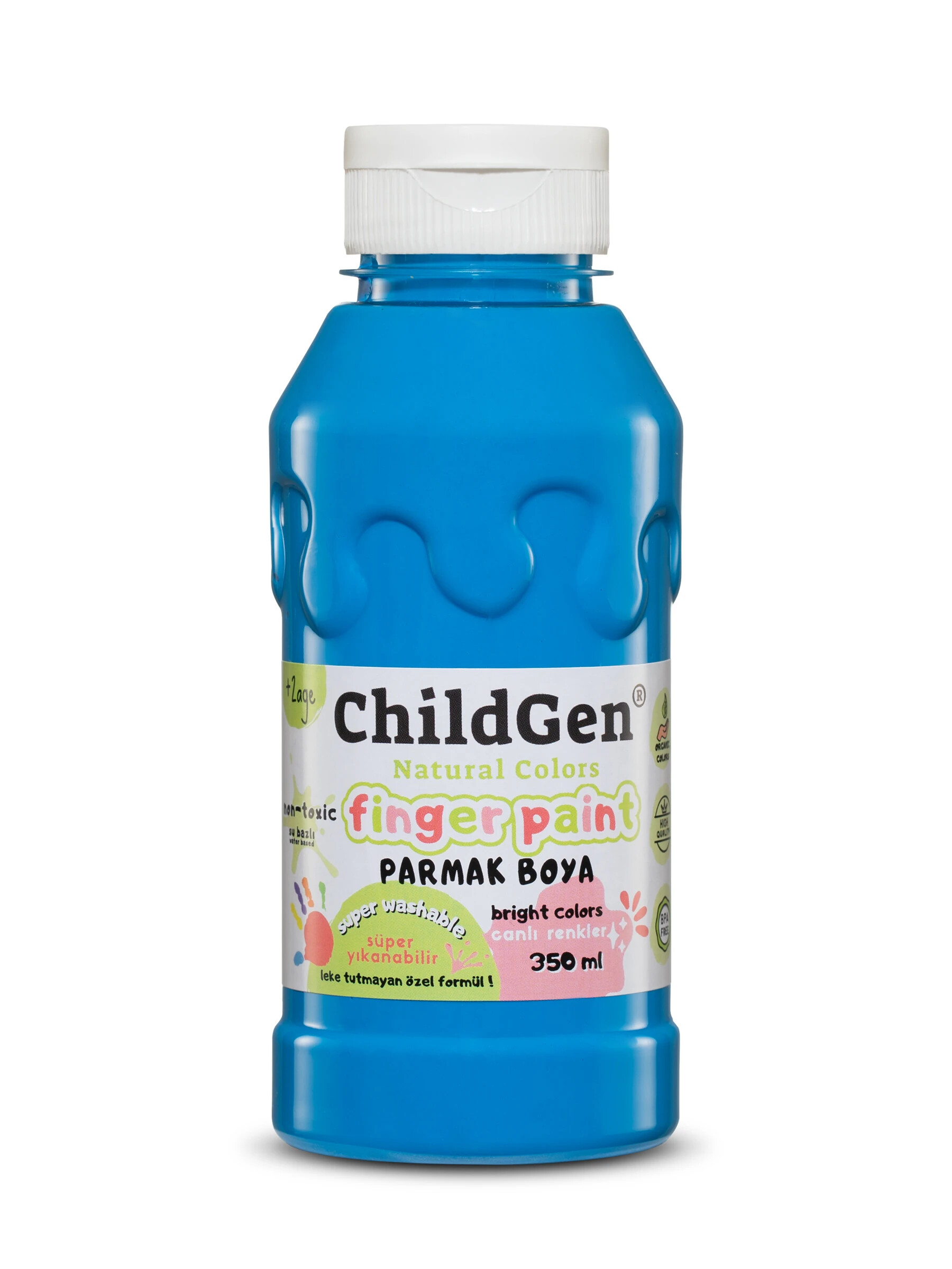 Childgen S&uuml;per Yıkanabilir Parmak Boya 350ml - Mavi