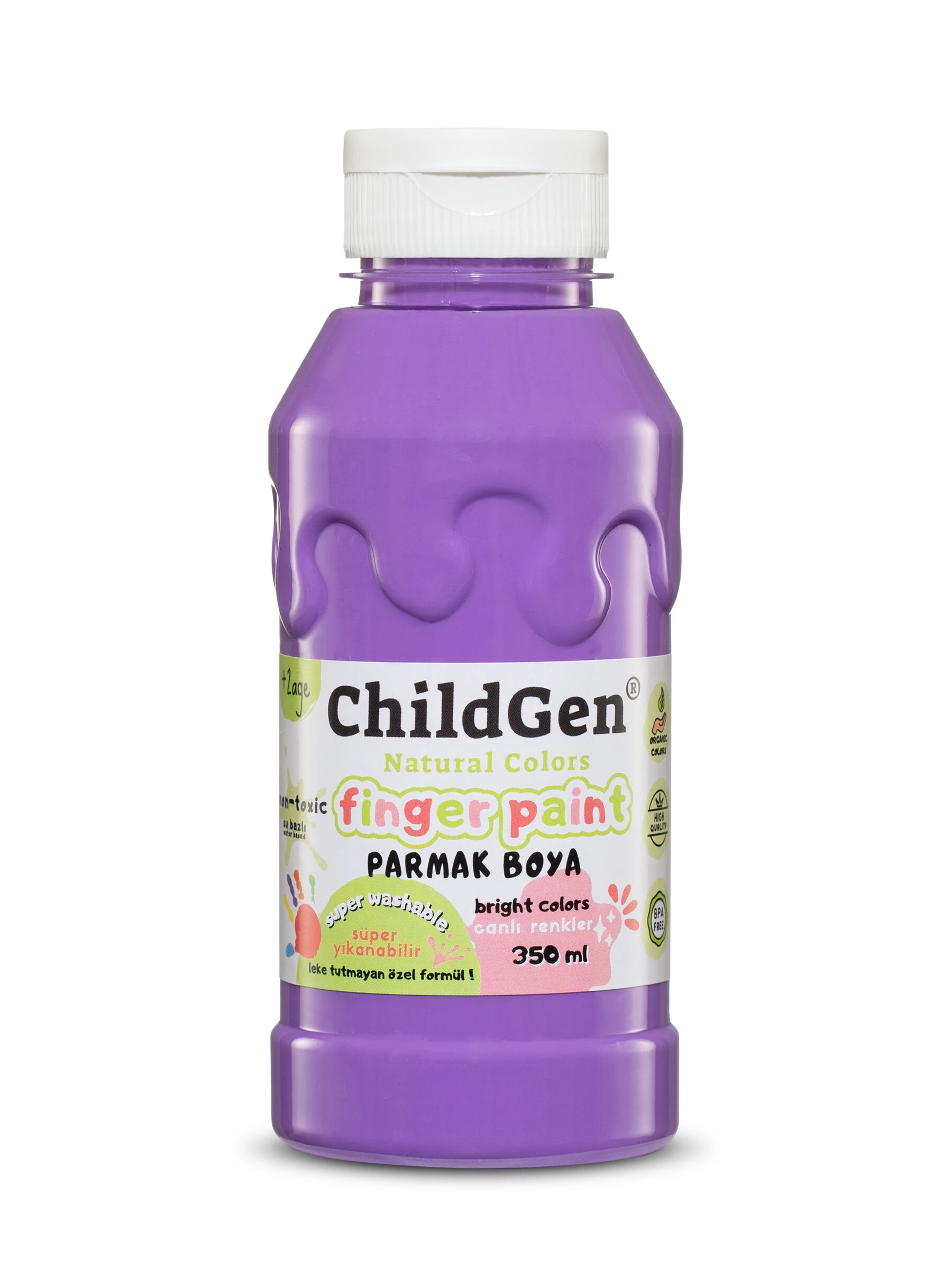 Childgen S&uuml;per Yıkanabilir Parmak Boya 350ML - Mor