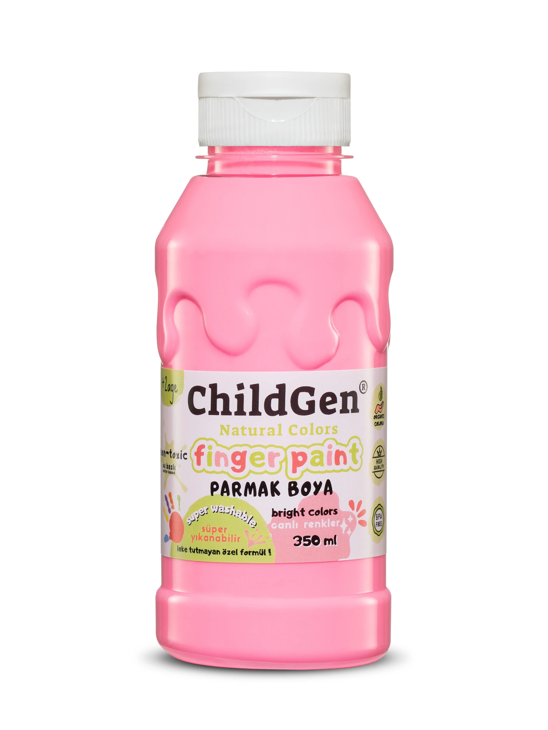 Childgen S&uuml;per Yıkanabilir Parmak Boya 350ML - Pembe