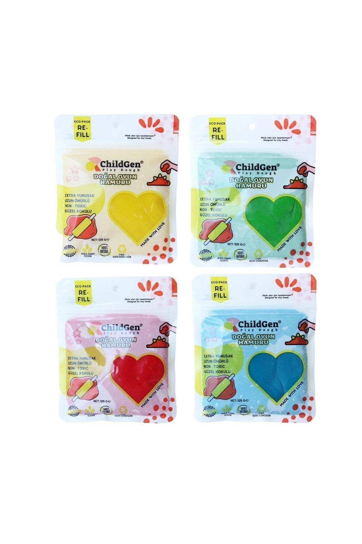 ChildGen Doğal Oyun Hamuru Refill Set (4 Adet)
