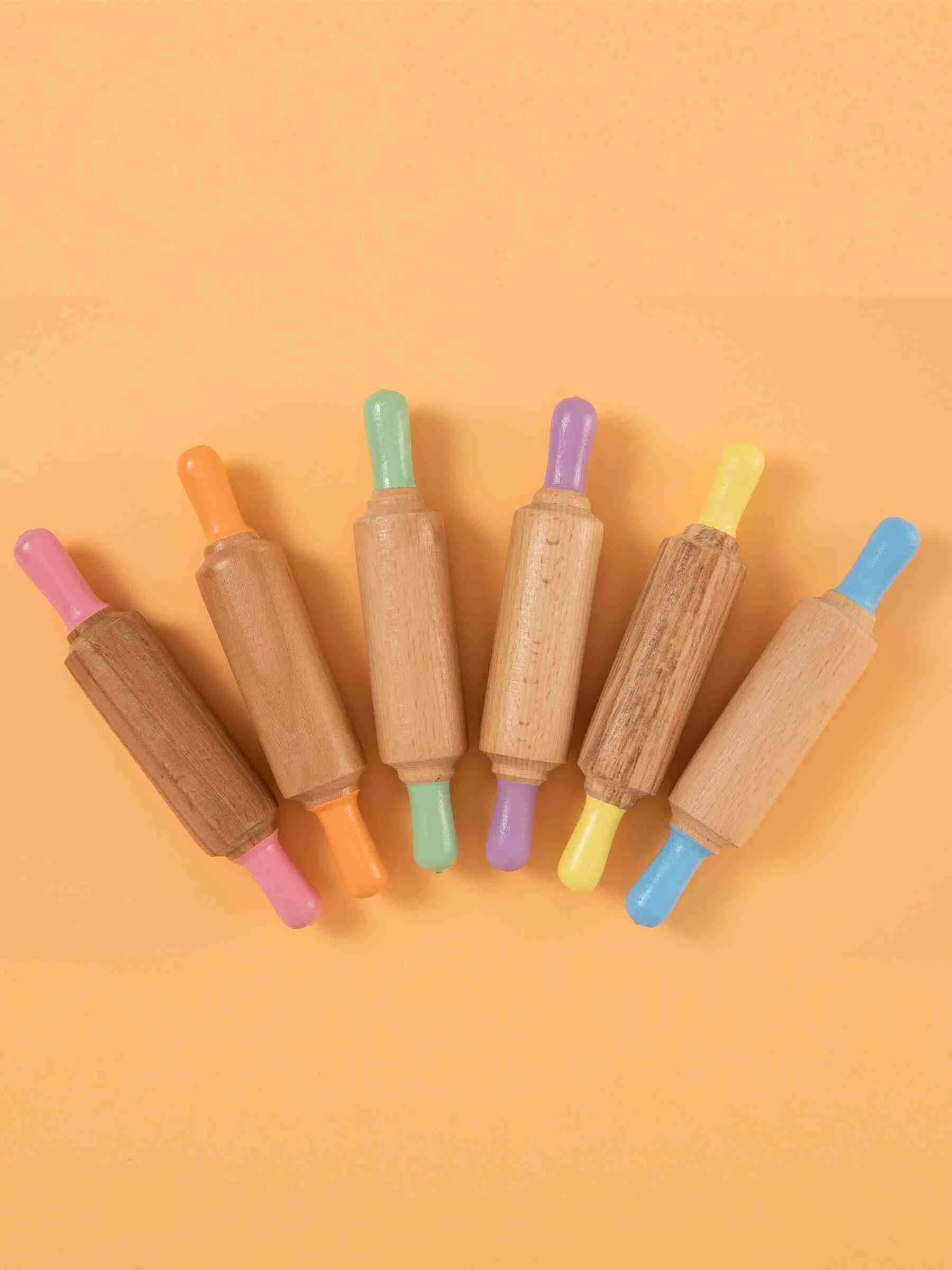 ChildGen Doğal Oyun Hamur ve Aktivite Ahşap Merdane // Pastel Mavi