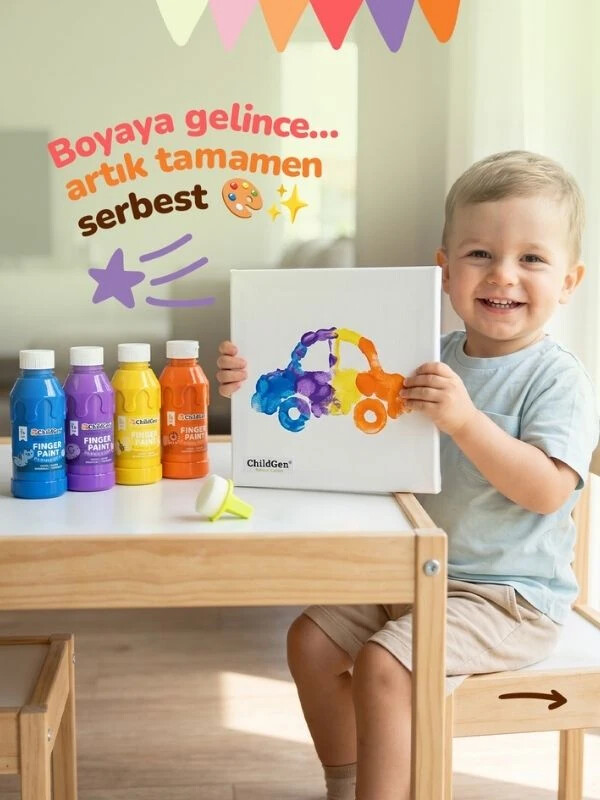 Childgen S&uuml;per Yıkanabilir Parmak Boya 350ML - Beyaz