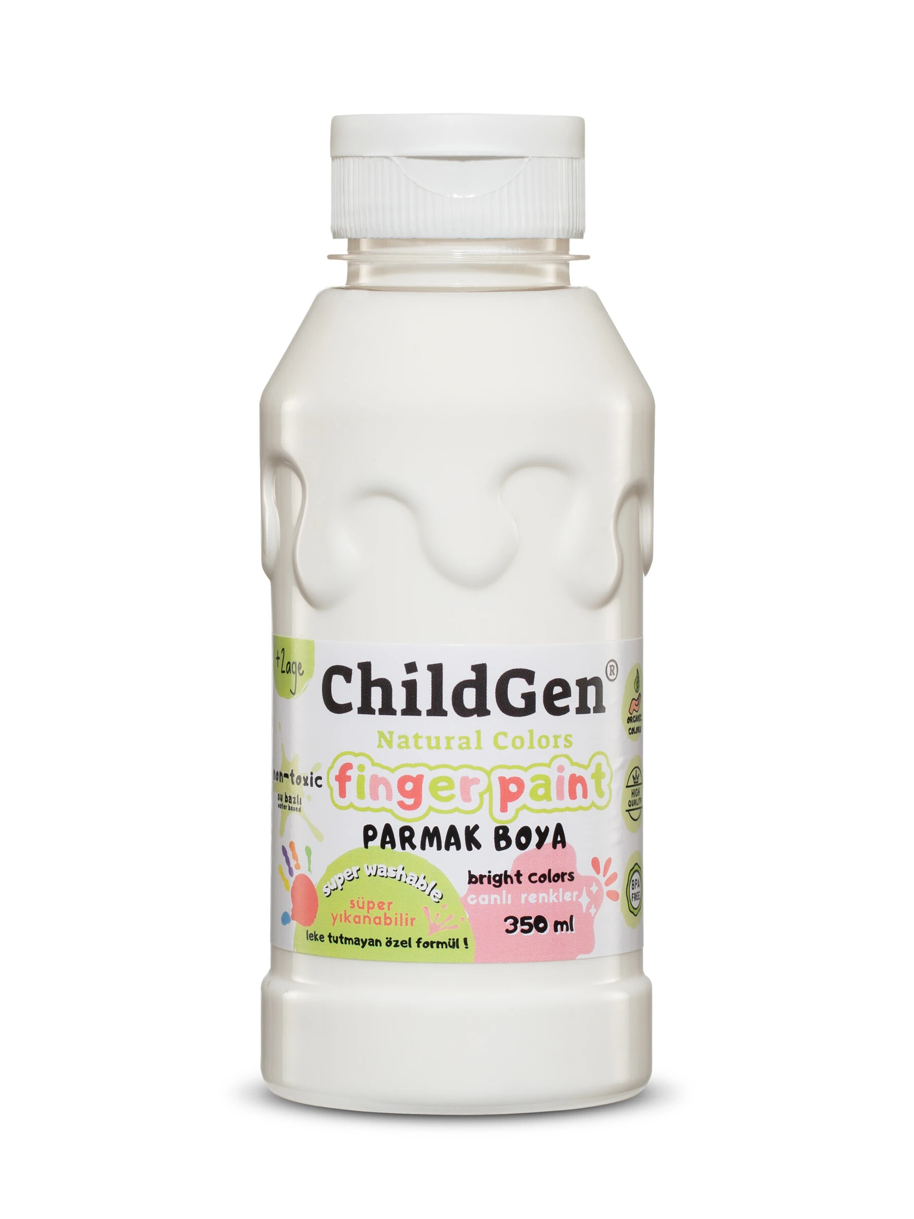 Childgen S&uuml;per Yıkanabilir Parmak Boya 350ML - Beyaz