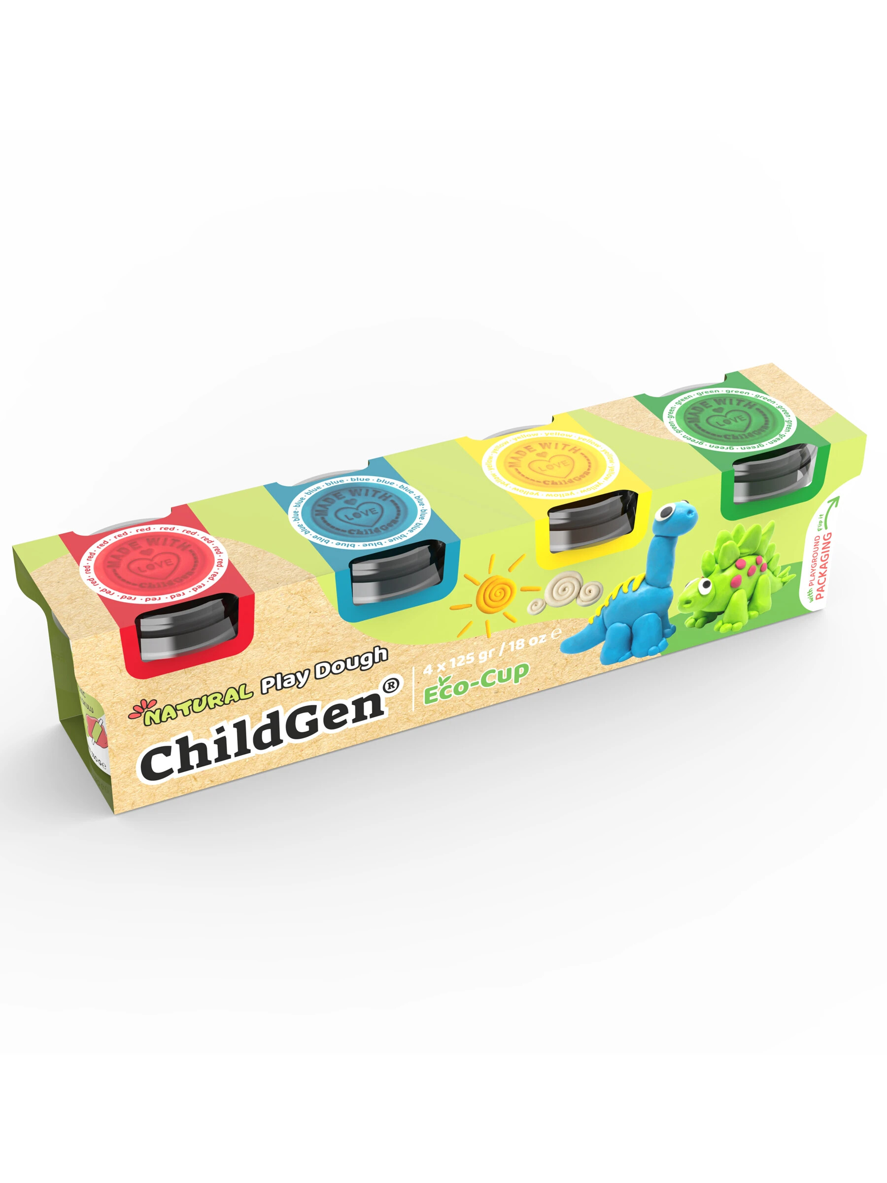 ChildGen Doğal Oyun Hamur Set (4 Adet) // Mavi-Sarı-Yeşil-Kırmızı
