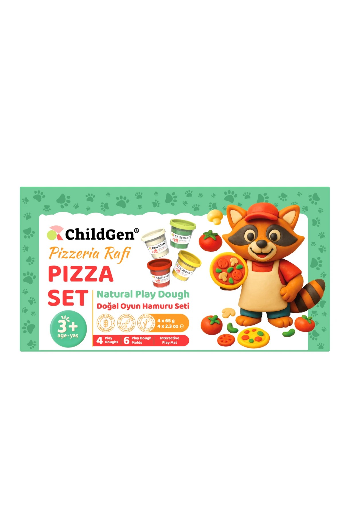 Childgen Doğal Oyun Hamuru Sevimli Patiler - Pizza Set