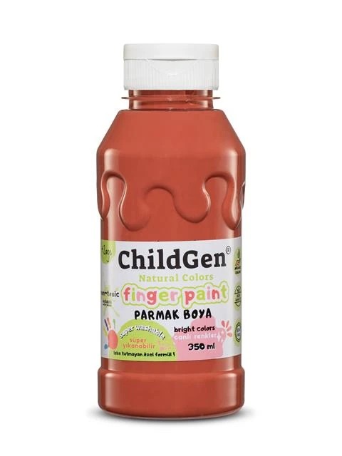 Childgen - S&uuml;per Yıkanabilir Parmak Boya 350 ml şişe - Kahverengi