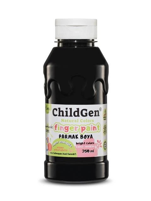 Childgen - Süper Yıkanabilir Parmak Boya 350 ml şişe - Siyah