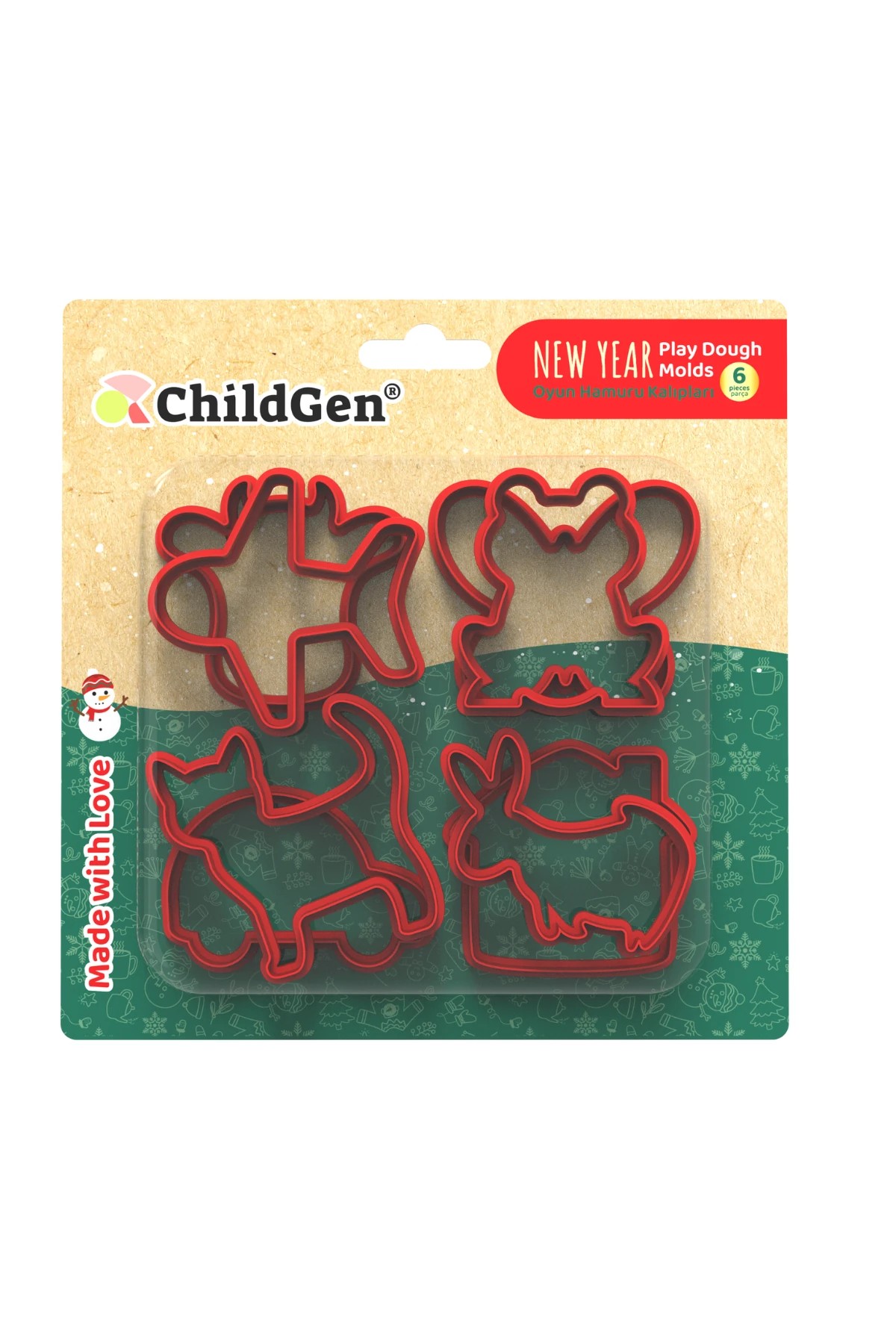 Childgen Play Dough ChildGen Yeni Yıl Oyun Hamuru Kalıbı Seti- 6 Par&ccedil;a