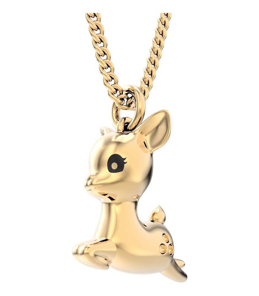 Chocli Altın Kaplama Kolye (18 Ayar) // Geyik