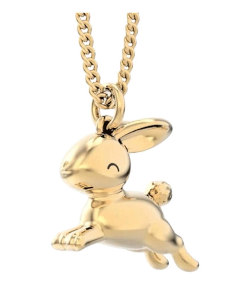 Chocli Altın Kaplama Kolye (18 Ayar) // Tavşan