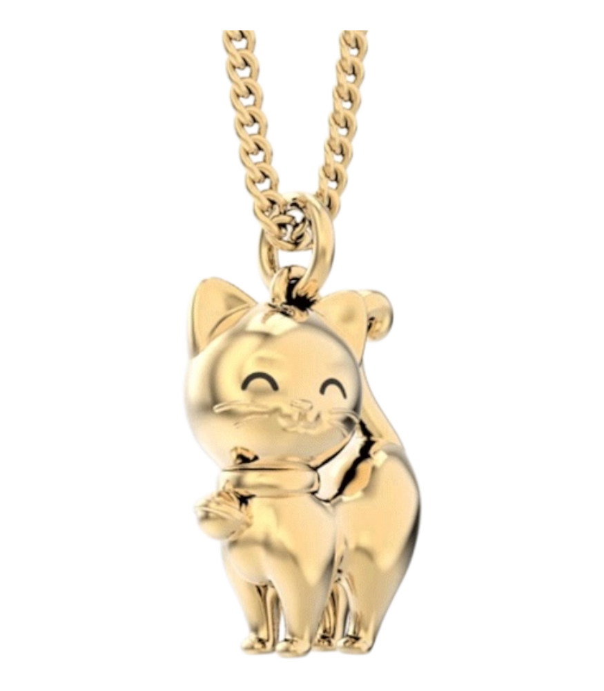 Chocli Altın Kaplama Kolye (18 Ayar) // Kedi