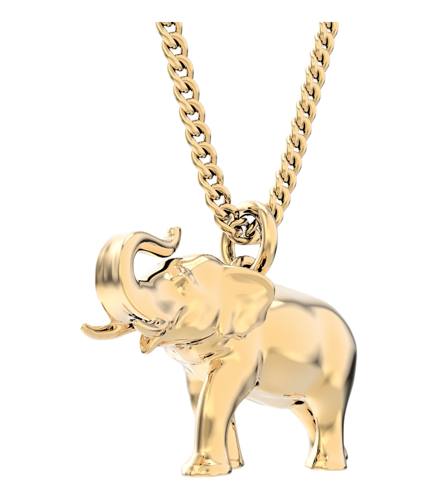 Chocli Altın Kaplama Kolye (18 Ayar) // Fil