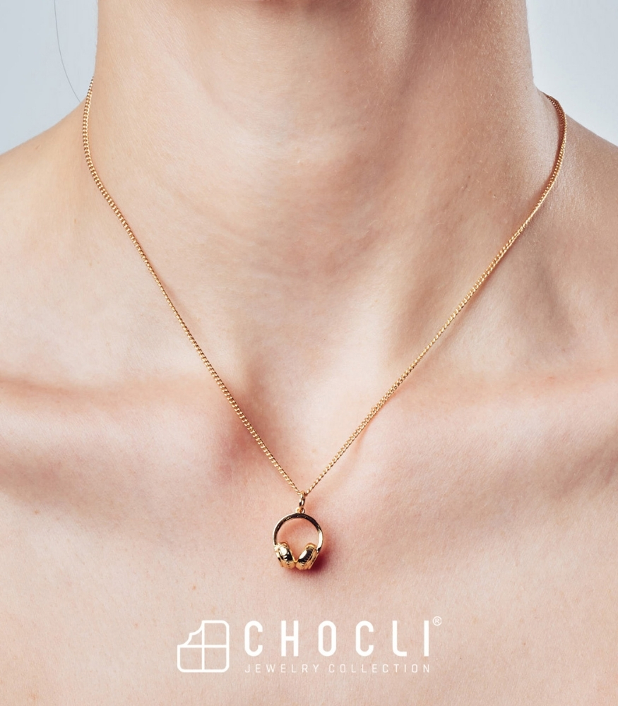 Chocli Altın Kaplama Kolye (18 Ayar) // Kulaklık