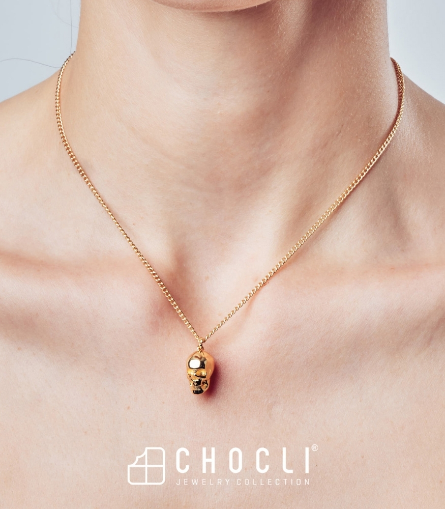 Chocli Altın Kaplama Kolye (18 Ayar) // Kuru Kafa
