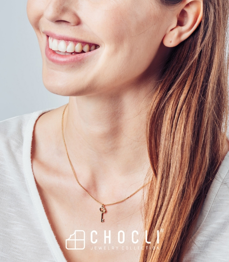 Chocli Altın Kaplama Kolye (18 Ayar) // Aşk Anahtarı