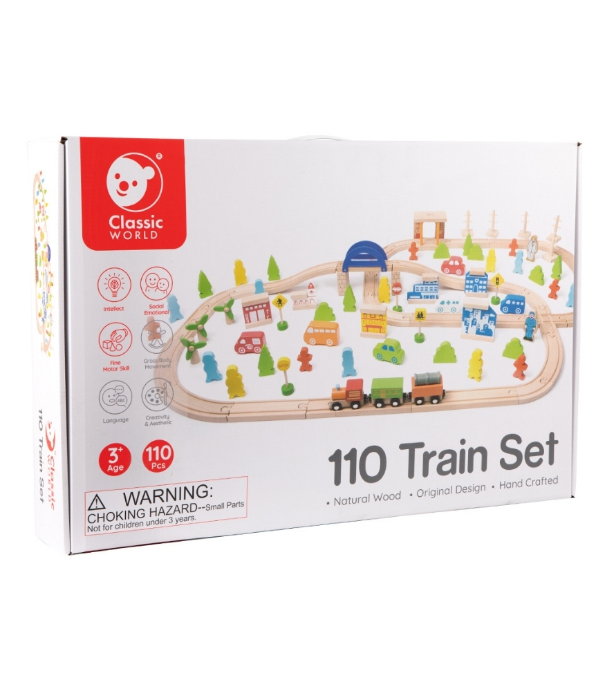 Classic World Ahşap 110 Parçalı Tren Seti