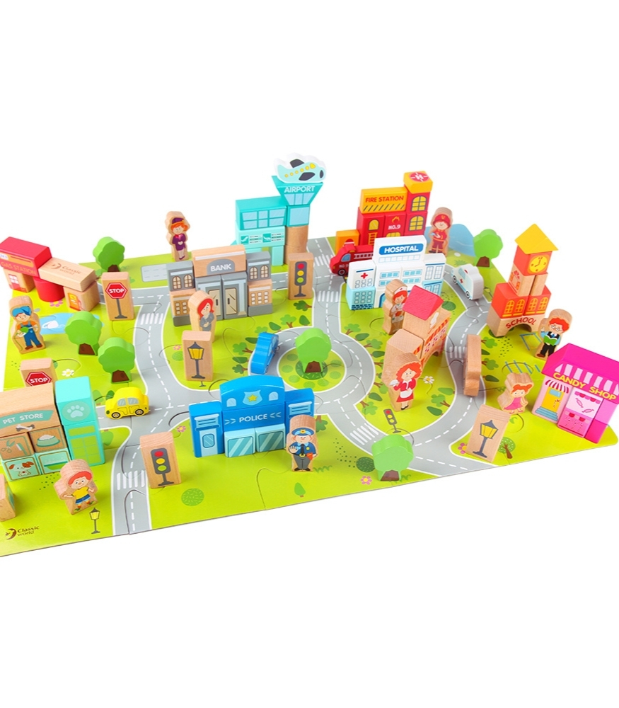 Classic World Ahşap 110 Parçalı Tren Seti