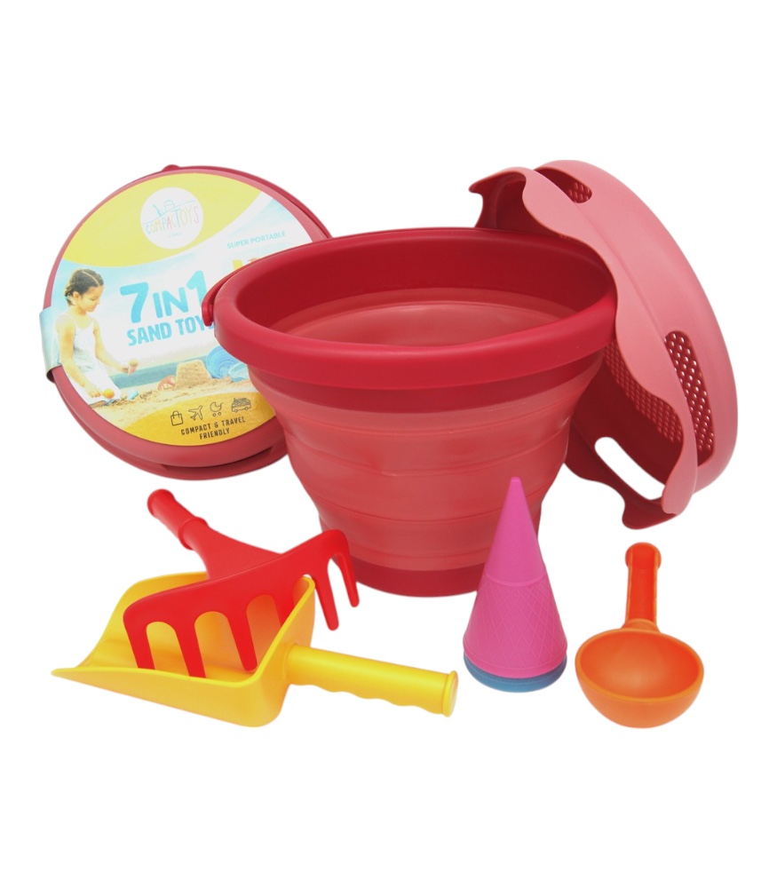Compactoys 7in1 Plaj Kovası Seti // Kırmızı