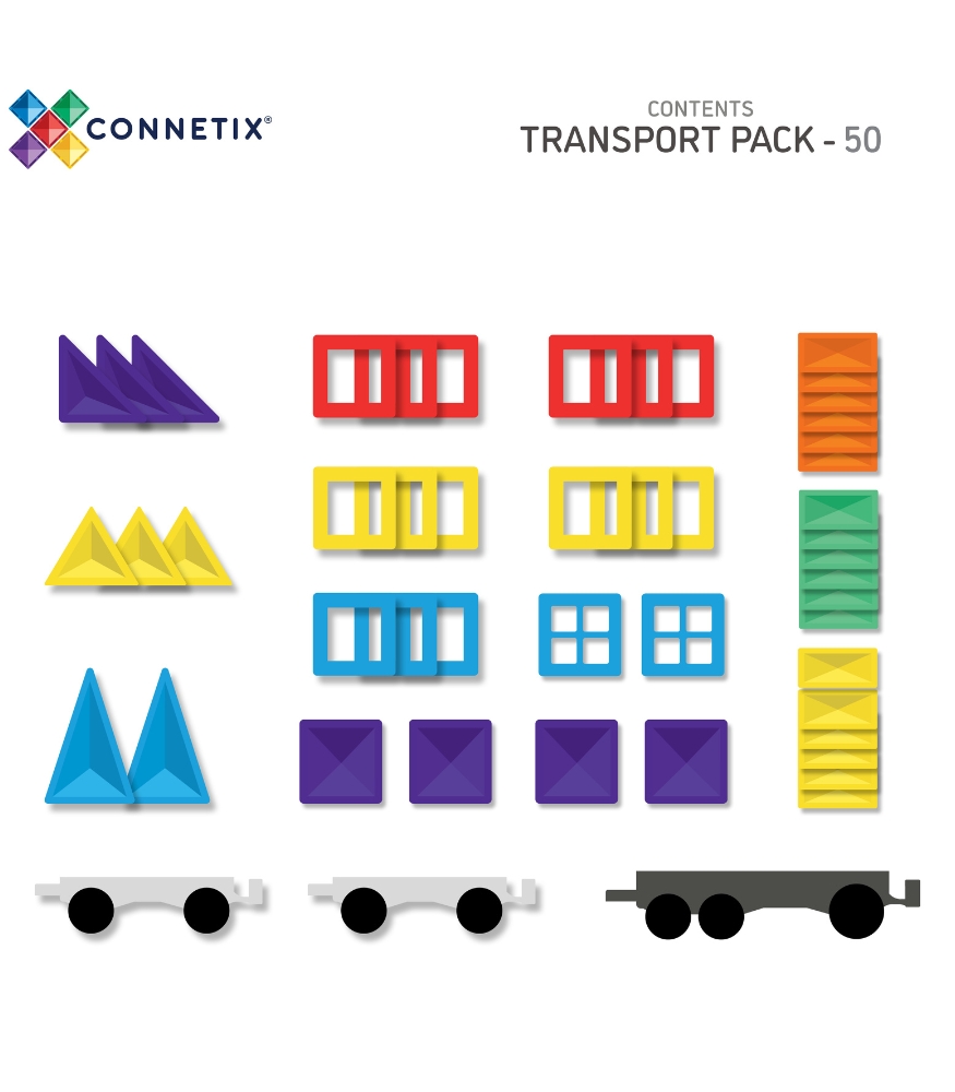 Connetix Rainbow Transport Manyetik Blok Set (50 Par&ccedil;a)