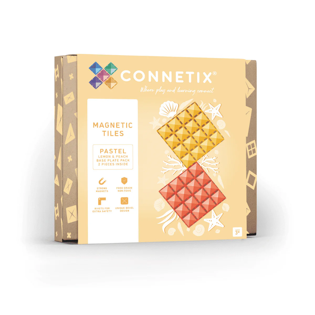Connetix Pastel Lemon & Peach Base Plate Manyetik Blok Set (2 Par&ccedil;a)
