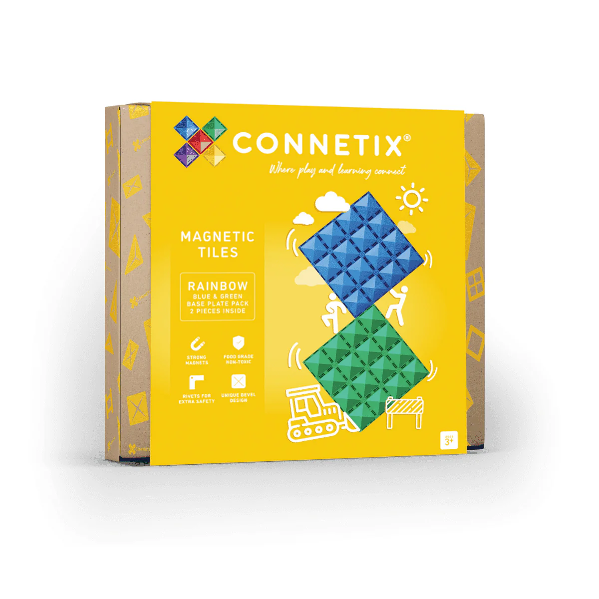 Connetix Rainbow Blue & Green Base Plate Manyetik Blok Set (2 Par&ccedil;a)