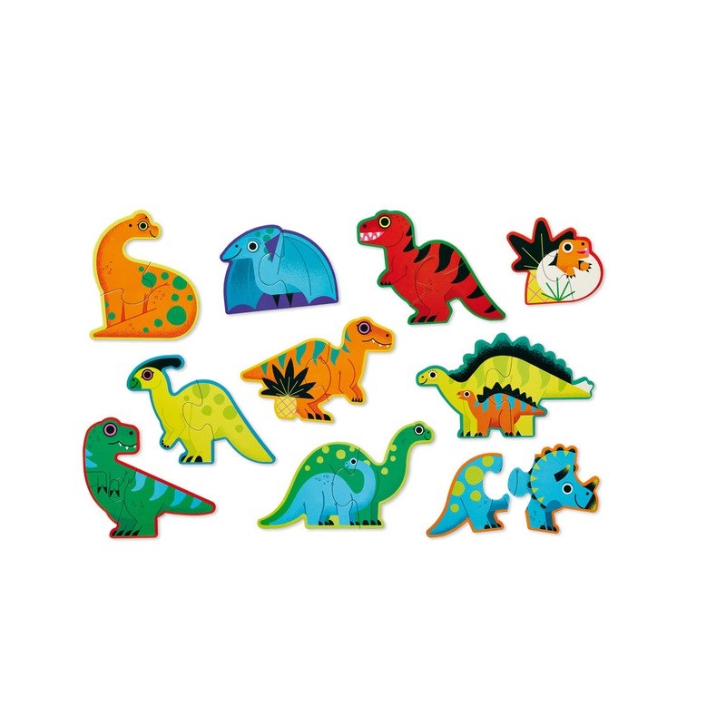 Crocodile Creek İlerleyen Duo Puzzle Set // Dinosaurs