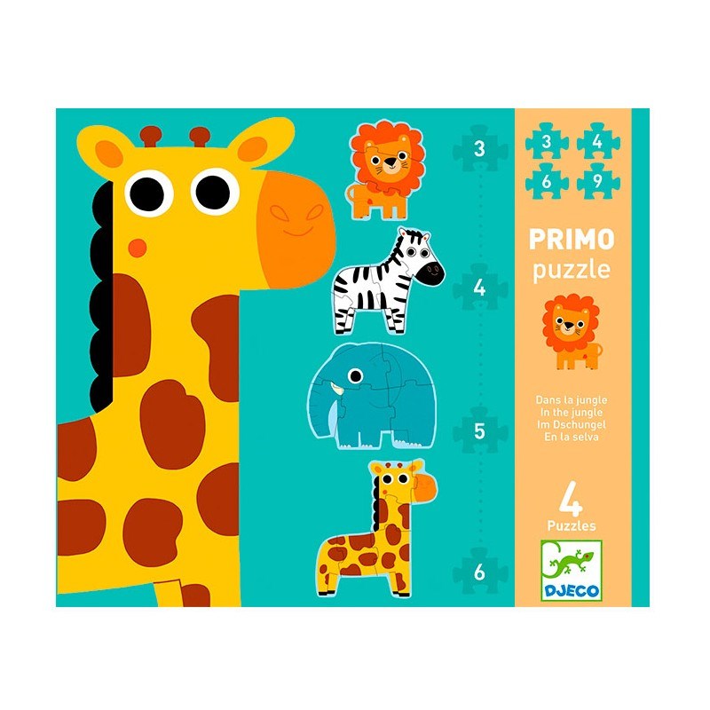 Djeco Primo Puzzle Set // In The Jungle (3-4-6-9 Parça)