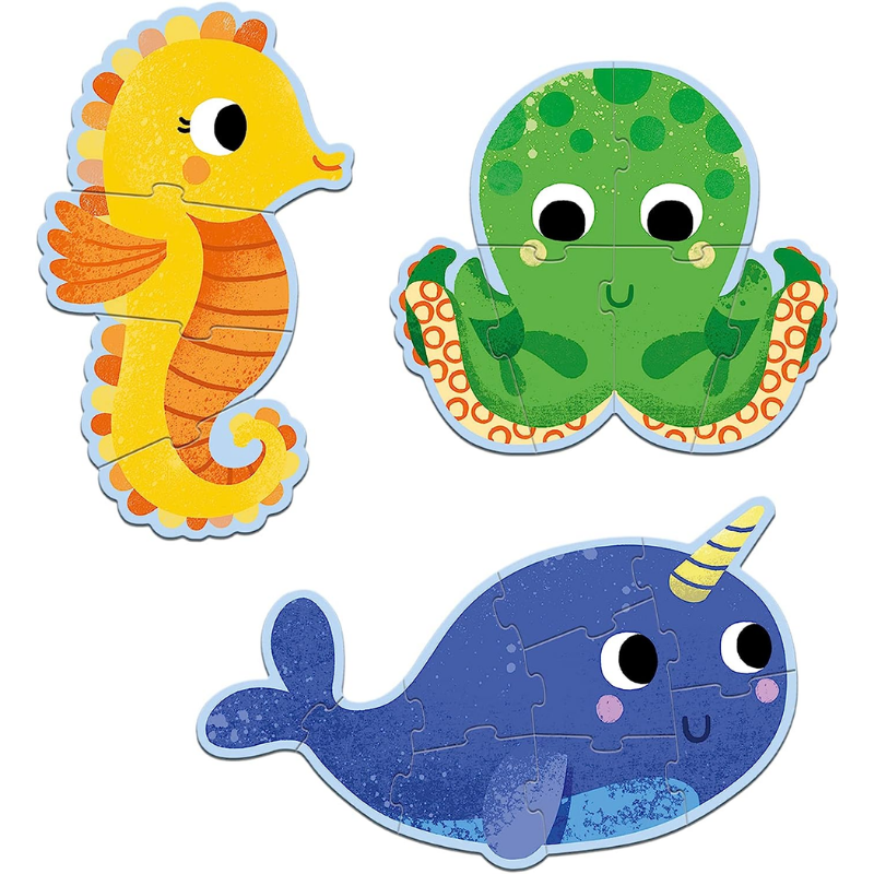 Djeco Dev Puzzle Set // Deniz Canlıları (4-6-9 Parça)