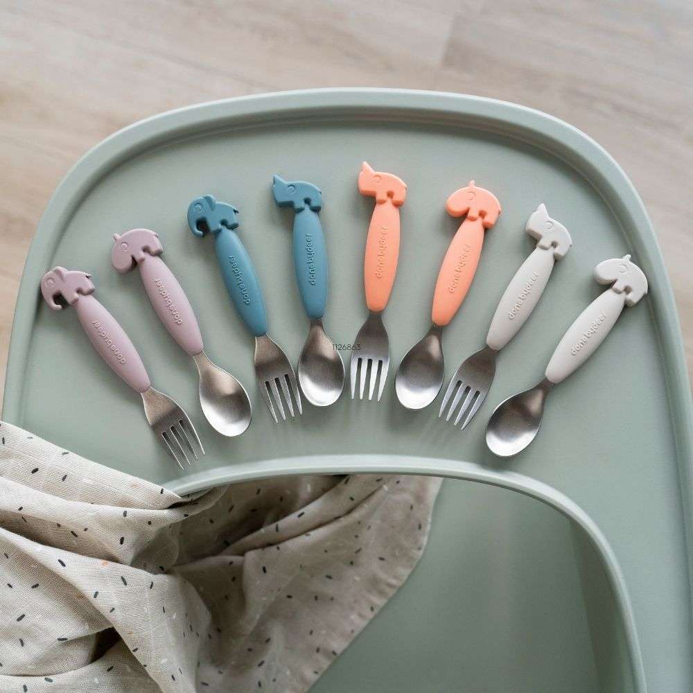 Done by Deer Paslanmaz &Ccedil;elik &Ccedil;atal Kaşık Seti // Deer Friends - Pembe
