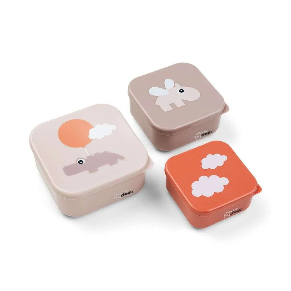 Done by Deer Atıştırma Kabı Set (3 Adet) // Happy Clouds - Pembe