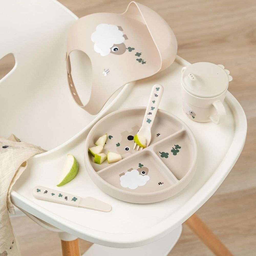 Done by Deer Vakumlu B&ouml;lmeli Silikon Tabak // Tiny Farm - Bej