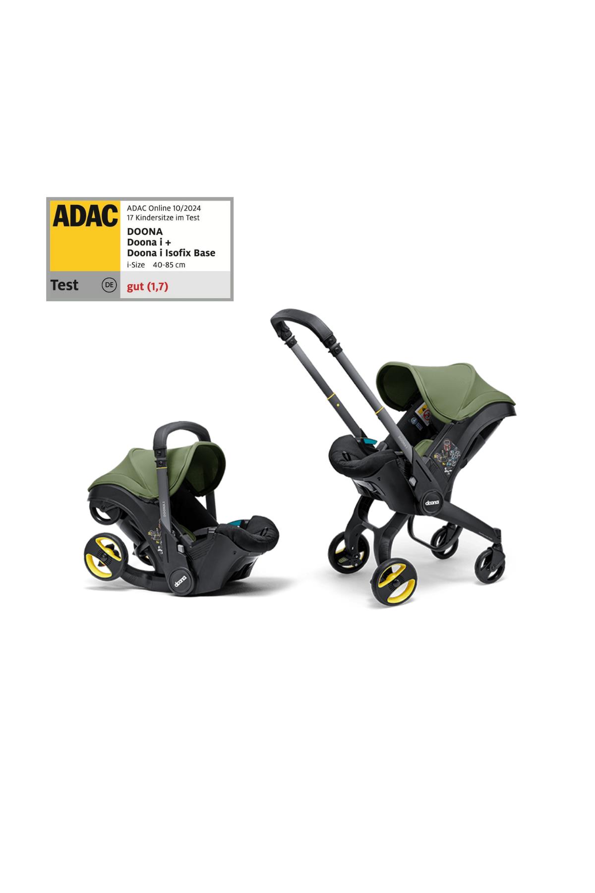 Doona i Bebek Arabasına Dönüşen Tekerlekli Ana Kucağı & Oto Koltuğu // Desert Green