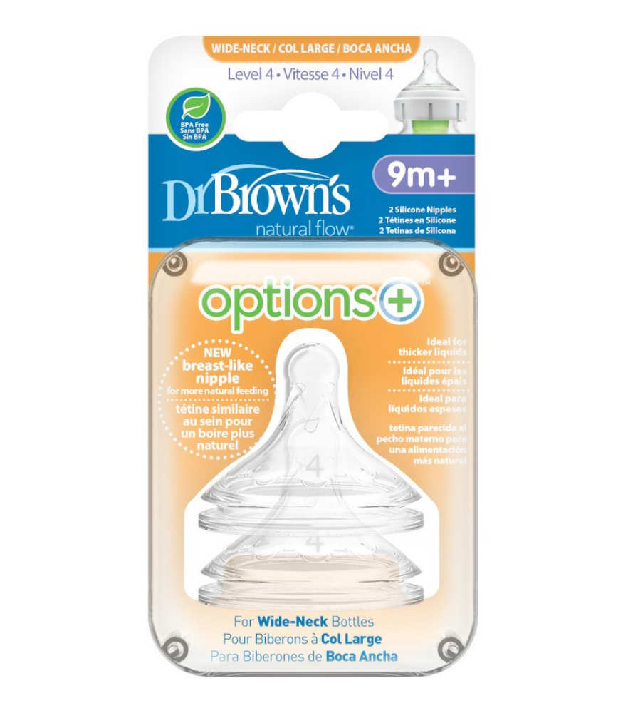Dr. Brown's Options+ Geniş Ağız Silikon Biberon Emzik - İkili Paket (4. Seviye)