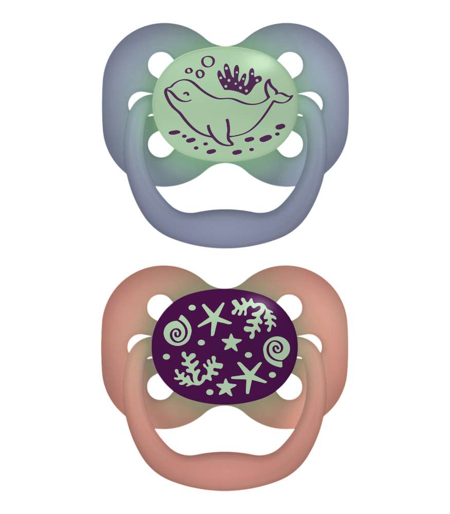 Dr. Brown's Advantage Silikon Emzik - İkili Set (0-6 Ay) // Okyanus - Pembe (Karanlıkta Parlar)