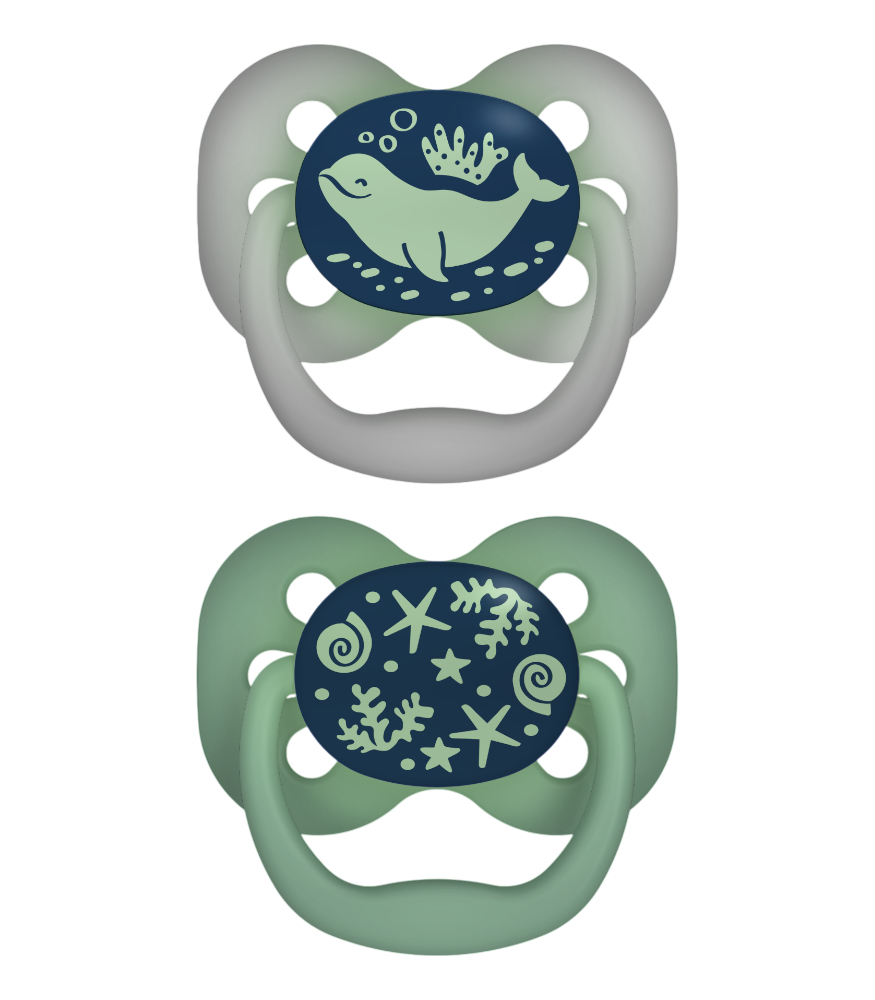 Dr. Brown's Advantage Silikon Emzik - İkili Set (0-6 Ay) // Okyanus - Mavi (Karanlıkta Parlar)