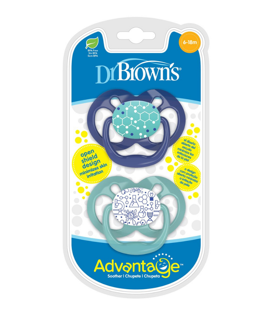 Dr. Brown's Advantage Silikon Emzik - İkili Set (6-18 Ay) // Mavi