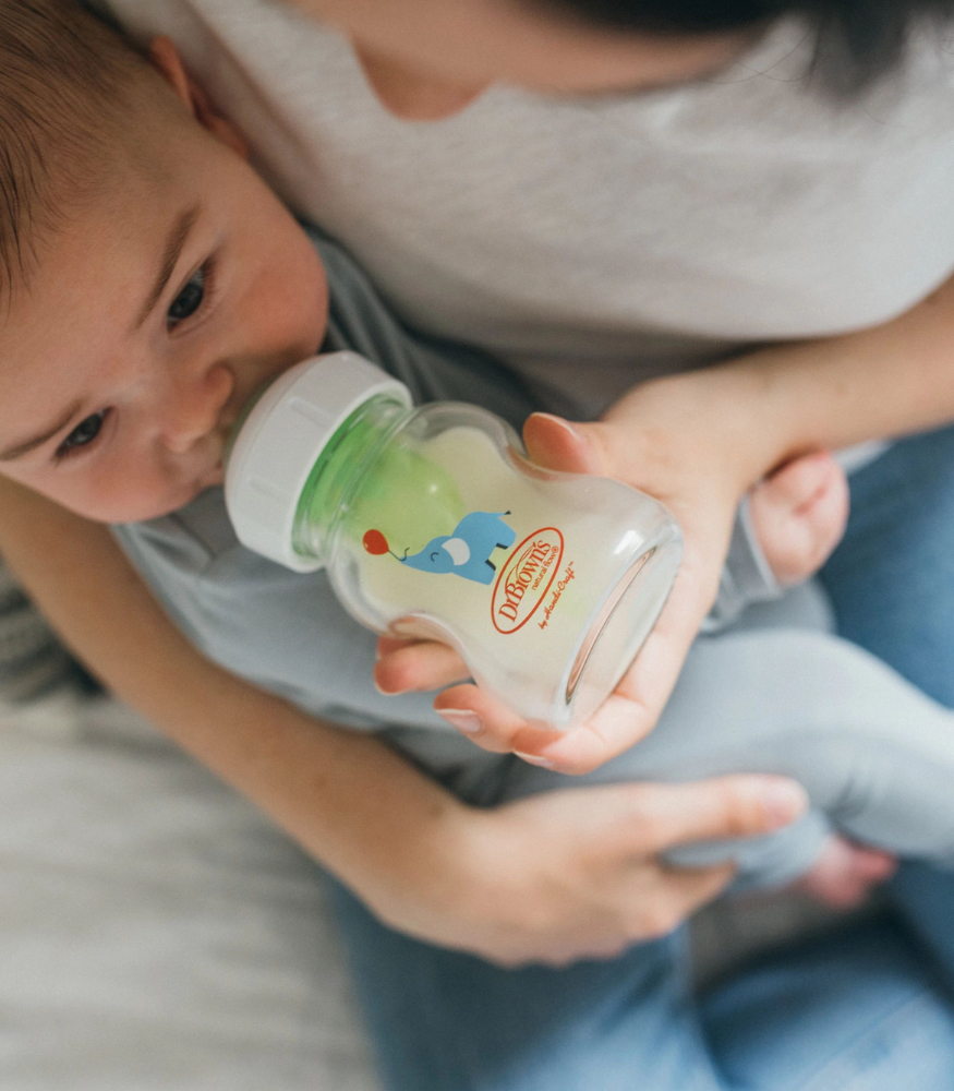 Dr. Brown's Options+ Geniş Ağız Cam Biberon (150 ml) // Fil Desen