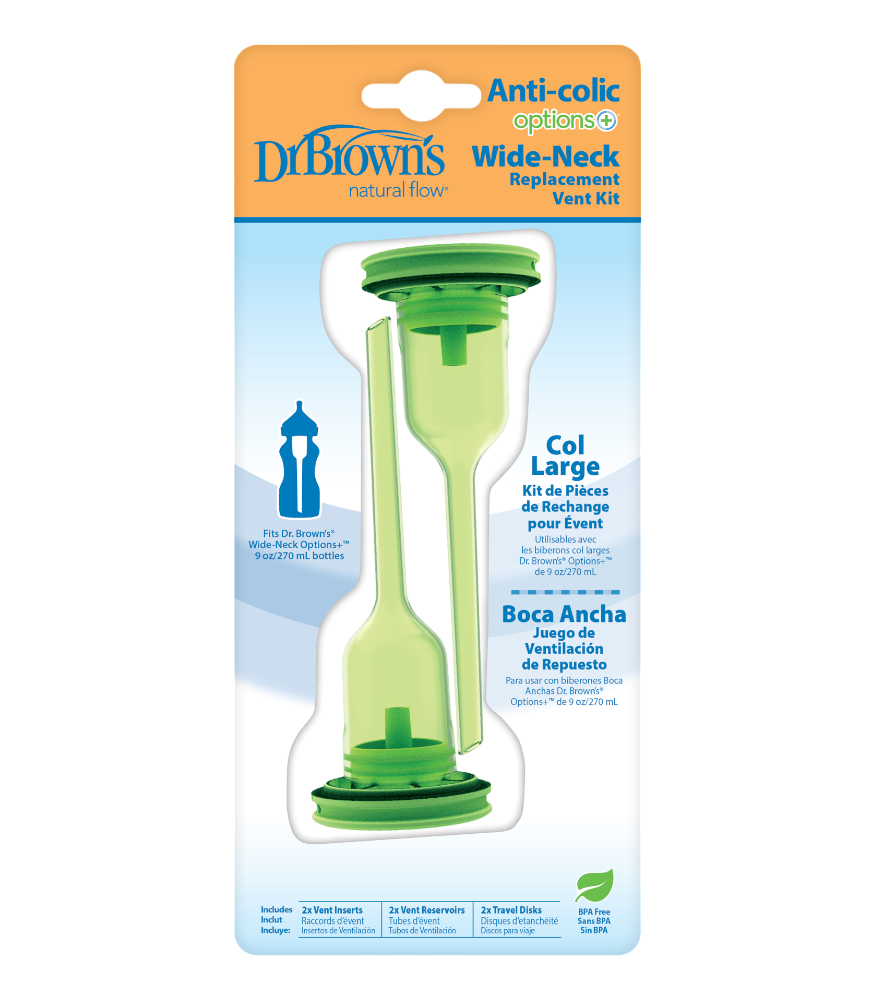 Dr. Brown’s® Natural Flow Options+™ Geniş Ağız Biberon (270 ml) Yedek Hava Akış Kiti (2 Adet)