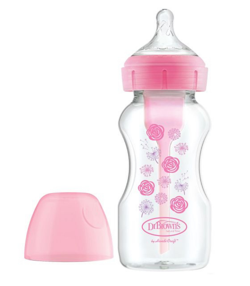 Dr. Brown's Options+ Geniş Ağız PP Biberon (270 ml) // Pembe Desenli