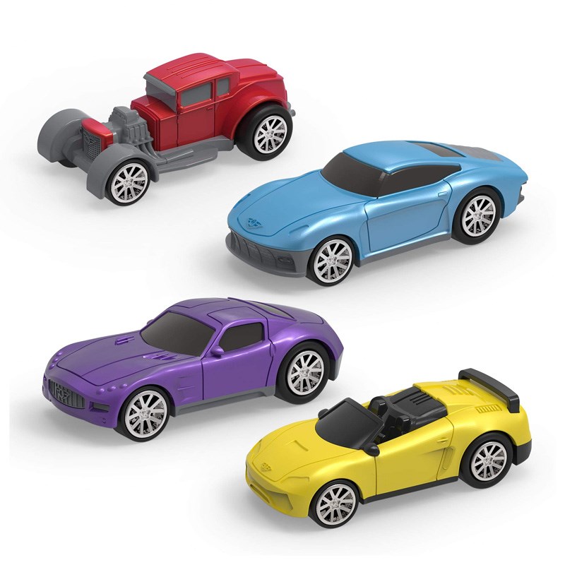 Driven 4'lü Çek-Bırak Araba Seti // Mavi-Kırmızı-Mor-Sarı