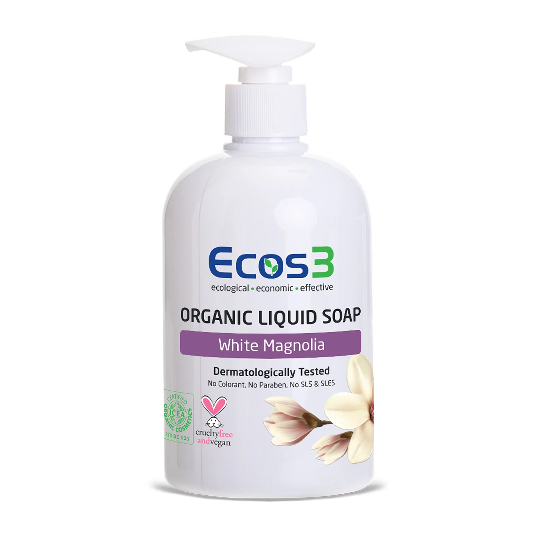 Ecos3 Organik Sıvı Sabun // Beyaz Manolya (500 ml)