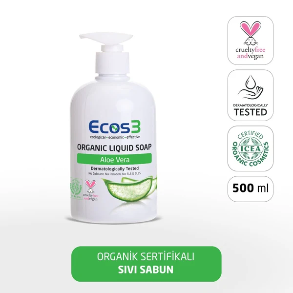 Ecos3 Organik Sıvı Sabun // Aloe Vera (500 ml)